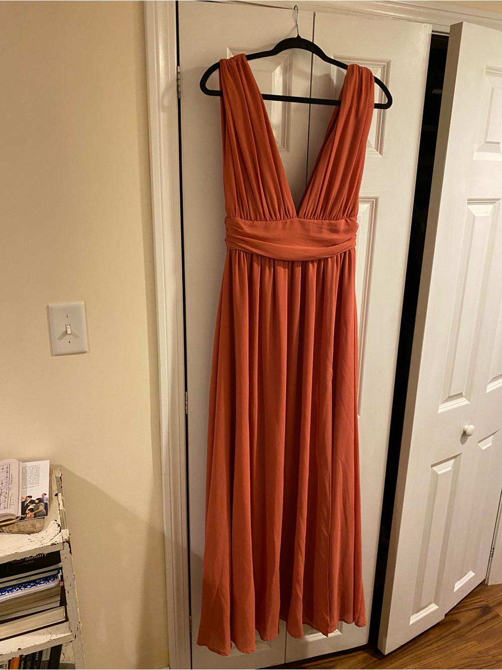 Elegant Deep V Maxi Dress dusty rose